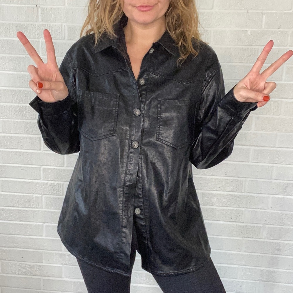 Anthropologie Ten Sixty Sherman vegan leather shirt jacket